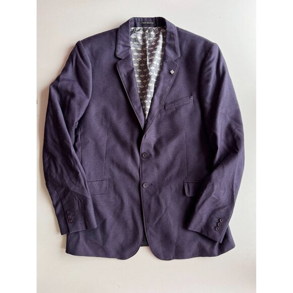Men's TED BAKER Cezannj Purple 100% Wool Flannel Blazer Suit Jacket, 42L - Picture 3 of 16